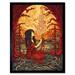 Red Witch Concept Art Fire Priestess Art Nouveau Art Print Framed Poster Wall Decor 12x16 inch