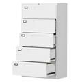 MIIIKO 5 Drawer File Cabinet with Lock 5 Drawer Metal Filing Cabinet Lateral Filing Cabinet with Lock for Home Office Lockable Storage Cabinet for Hanging Files Letter/Legal/F4/A4 Size