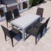 LeisureMod Mace Mid-Century 7-Piece Rectangular Outdoor Dining Set - 28"