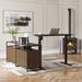 Inbox Zero Leavy 66.1" W Height Adjustable L-Shaped Standing Desk w/ & Cabinet Wood/Metal in Black/Brown | 66.1 W x 63 D in | Wayfair