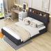 Ivy Bronx Combien Linen Upholstered Platform Bed w/ Headboard, Shelves, LED | 44 H x 60 W x 83 D in | Wayfair F44F6CD32A674BA4B08A3BDE566FDD41