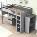 Harriet Bee Elvira Twin Size Wood Loft Bed w/ Rolling Cabinet & Desk in Gray | 57 H x 43 W x 78 D in | Wayfair 5A8ECF95B3674955B9997CBD93288324