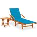 VidaXL Patio Sun Lounger w/ Table & Cushion Solid Acacia Wood Wood/Solid Wood in Brown/White | 33.5 H x 26.4 W x 78.7 D in | Wayfair 3061621