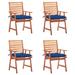 vidaXL Patio Dining Chairs Outdoor Patio Chair with Cushions Solid Wood Acacia - 22" x 24.4" x 36.2"