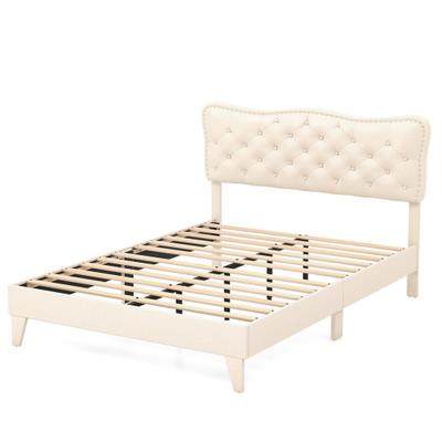 Costway Full Size Bed Frame with Nail Headboard an...