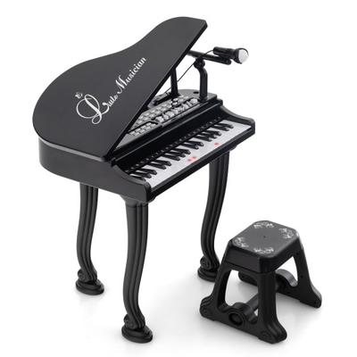 Costway 37 Keys Kids Piano Keyboard with Stool and Piano Lid-Black