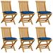 Gecheer Patio Chairs with Blue Cushions 6 pcs Solid Teak Wood