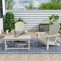 Polytrends Laguna All Weather Poly Outdoor Patio Adirondack Chairs Set - with Coffee Table (3-Piece) Sand