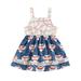 Musuos Baby Girl Summer A-line Dress Sleeveless Sling Heart Baseball Print Mini Dresses