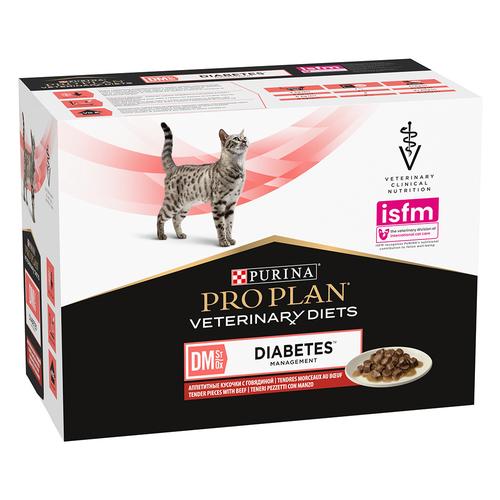 2x10x85g PURINA PRO PLAN Veterinary Diets Feline DM ST/OX - Diabetes Management Rind Katzenfutter...