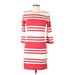 French Connection Casual Dress Crew Neck 3/4 sleeves: Red Print Dresses - Women's Size 8