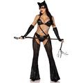 LEG AVENUE Damen 3 PC Mistress Kitty Halloween Kostüm mit Catsuit, XS