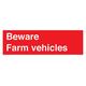 Schild mit Aufschrift "Beware Farm Fahrzeuge", 600 x 200 mm, L62