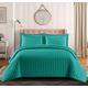 BQC Quilted Bedspread Set with Pom Pom Trimming on Edges Bedding Set Embossed Pattern Comforter Coverlet Bed Throw with Matching Pillow Shams Light Weight (Teal, Super King)
