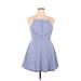 Trixxi Casual Dress - Fit & Flare: Blue Polka Dots Dresses - Women's Size X-Large