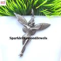 Angle Wings, Pave Diamond Pendant, Silver Wings Handmade Jewelry, 925 Necklace, Mothers Day Gift