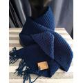 Blue Scarf, Crocheted, Polyester Yarn, Fringed, 120x 20 cms