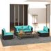 Gecheer 4 Piece Patio Set with Cushions Poly Rattan Black