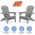 CQSXDA Wood Lounge Patio Chair for Garden Outdoor Wooden Folding Adirondack Chair Set of 2 Solid Cedar Wood Lounge Patio Chair for Garden Lawn Backyard Gray