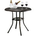 GxIne Outdoor Bar Table Patio Table Patio Dining Table with Umbrella Hole Cast Aluminum Side Table Backyard Bistro Table Outdoor Furniture Garden Table(32 Diax29 H)