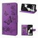 Decase Magnetic Slim Wallet Card Case for Google Pixel 7 Shockproof Kickstand Wrist Strap Butterfly Floral Embossed PU Leather Flip Cover purple