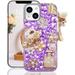 iPhone iPhone 14 Plus Bling Glitter Case Luxury Diamond Rhinestone Gemstone 3D Perfume Bottle and Flower Gemstone Pumpkin Car Tower Pendant Pearl Soft TPU Back Cover Case for Women Purple