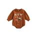 Binwwede Baby Boys Girls Spring Romper Long Sleeve Letter Cattle Round Neck Romper Toddler Snap Crotch Triangle Jumpsuit