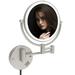 Wall Mount 8 LED Lighted Plug-in Two-Sided Swivel Makeup Vanity Mirror Brushed Silver 1X/10X Magnification by Fixsen