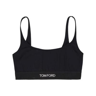 Signature Logo-Tape Bralette - Black - Tom Ford Tops