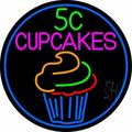 5c Cupcakes In Blue Round Neon Sign 26 x 26 x 3 in.