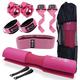 J Bryant Barbell Pad Set, Barbell Squat Pad for Hip Thrusts, Lunges with 2 Gym Ankle Straps, 1 Hip Resistance Bands, 2 Lifting Strap, 2 Barbell Clip, Barbell Pad and Carry Bag (Pink)