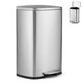 GiantexUK 50L/68L Recycling Pedal Bin, Stainless Steel Rectangular Trash Bin with Silent Soft Close Lid & Pedal, Fingerprint-Proof Recycle Dustbin for Home Kitchen(50L without Deodorant Box, Silver)