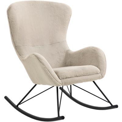 Schaukelstuhl SALESFEVER, beige (beige, schwarz), B:70cm H:102cm T:94cm, Polyester, Metall, Stühle, in Lammfelloptik Image