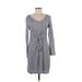 Harlow & Rose Casual Dress - Sweater Dress: Gray Marled Dresses - Women's Size Medium