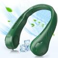 2000mAh Portable Hanging Neck Fan Rechargeable Lazy Portable Summer Air Cooling Hanging Neck Fan Leafless Hands-free Outdoor Sports Travel Personal Wearable Fans Green