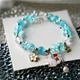 Bracelet perlé en cristal bleu exquis pour femme chat blanc breloque douce pour fille bracelets