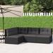 vidaXL 4 Piece Patio Lounge Set with Cushions Black Poly Rattan - 21.3" x 21.3" x 9.6"/15"/19.7"/21.7"