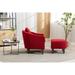 Modern Livingroom Linen Accent Chair Barrel Chair with Ottoman Wood Frame Club Chair Tufted Seat Back Leisure Arm Chair