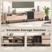 TV Stand Media TV Console Table for 80" TV with Double Storage Space, Modern Entertainment Center with Drop Down Door, Natural