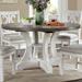 Sylmer Rustic Wood Pedestal Base 5-Piece Dining Table Set by Furniture of America