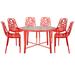 Leisuremod Devon 7-Piece Aluminum Dining Set with Table and 6 Chairs