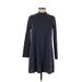 Everly Casual Dress - Shift Mock 3/4 sleeves: Gray Dresses - Women's Size Medium