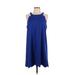 Mittoshop Casual Dress - A-Line Crew Neck Sleeveless: Blue Color Block Dresses - Women's Size Large