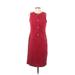 Talbots Casual Dress - Sheath Crew Neck Sleeveless: Red Print Dresses - Women's Size 4