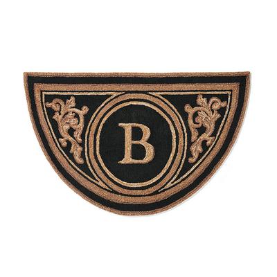 Wingate Monogrammed Half-Round Door Mat - Black, 36" x 72", A - Frontgate