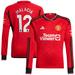 Men's adidas Tyrell Malacia Red Manchester United 2023/24 Home Replica Long Sleeve Player Jersey