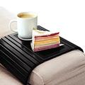 LENUE Bamboo Sofa Arm Tray - Small TV Side Table for Your Couch - Ideal Cup Holder, Drink Coaster and Remote Caddy - Perfect, Birthday, Housewarming & Wedding Gifts (Antique Black)