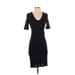 Steven Alan Casual Dress - Bodycon Scoop Neck Short sleeves: Black Print Dresses - Women's Size P