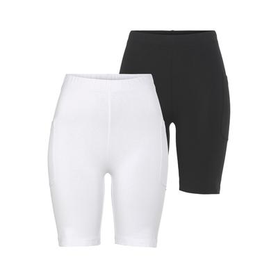 Radlerhose FLASHLIGHTS, Damen, Gr. 34, N-Gr, schwarz-weiß (schwarz, weiß), Jersey, Obermaterial: 95% Baumwolle, 5% Elasthan, Basic, sehr figurbetont, Hosen, mit Handytaschen Image