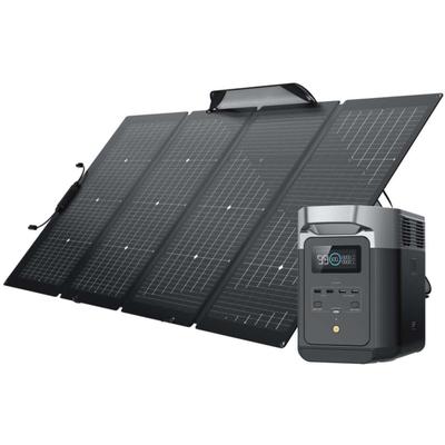 EcoFlow DELTA 2 w/ 1 Portable Solar Panel 220W Black DELTA2-220W